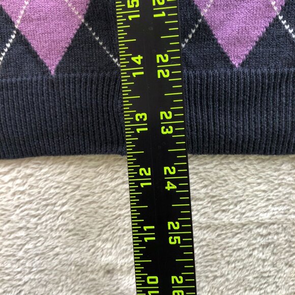 Croft & Barrow Womens Cardigan Sweater Medium Argyle Pattern Crew Neck Casual - Picture 4 of 8